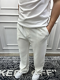 Fitilli Baggy Eşofman Beyaz - Gies