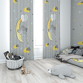 Minibabyrooms Ayda Fil ve Balonlar Temalı Fon Perde