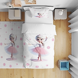Minibabyrooms  Balerin Elsa Desenli Nevresim Takımı