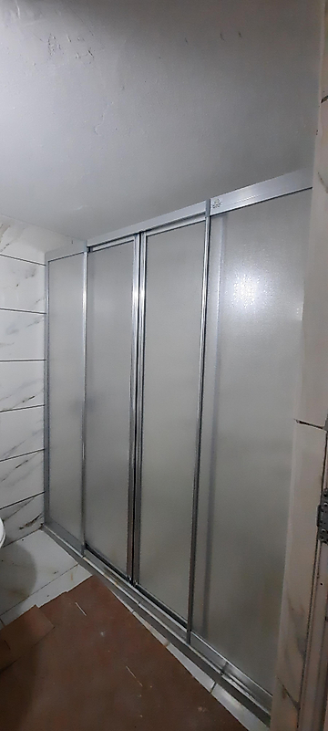 180cm ile 200cm arası 2 sabit 2 sürgülü parlak profil mika duşakabin