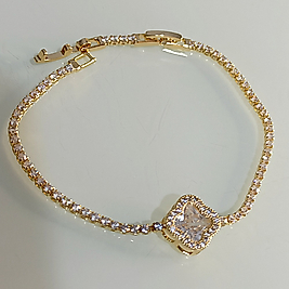 Çelik Gold Su Yolu Beyaz 🍀 Taşlı Bileklik