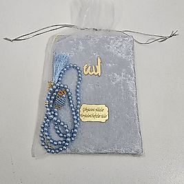 Bebe Mavi Tül Keseli Kadife Set