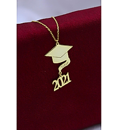 14K Altın Kaplama Kişiye Özel Mezuniyet Kolye – İsim ve Yıl Yazılı
