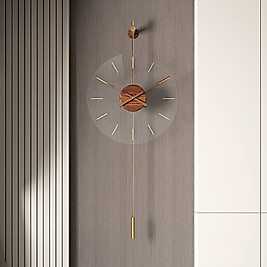 Primera Glazing Gold Time 40 Ceviz Göbek, Modern Metal Ve Cam Tasarım Duvar Saati