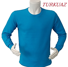 Sweat Kazak- Bisiklet Yaka-Turkuaz Renk -2 iplik Şardonlu