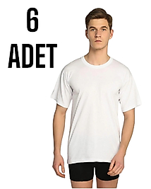Sedef Yıldızı Erkek Penye Kapalı Yaka Atlet Beyaz 6 Lı Paket