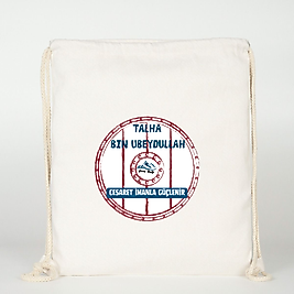 "Talha Bin Ubeydullah"   Baskılı Ham Bez Sırt Çantası %100 Pamuk