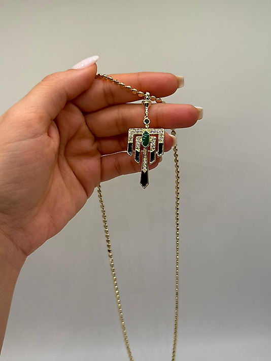 Xuping VIP Çelik Taşlı Geometrik Sallantı Kolye – 14K Altın Renk