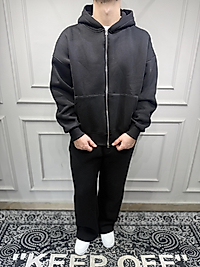 Fermuarlı Baggy Basic Eşofman Takım - Siyah