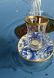 Glazze Porselen Tabaklı 6 lı Çay Set