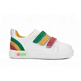 Rainbow Unisex Çocuk Işıklı&Işıksız Cırt Cırtlı Rahat Ortopedik Taban Beyaz Spor Ayakkabı ve Sneaker