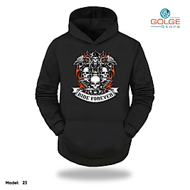 Motorcu Model Slimfit Kapüşönlu Hoodie Erkek kadın Sweatshirt
