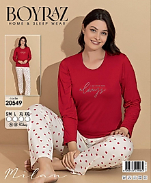 Boyraz 20549 Uzun Kol Milan Kumaş Pijama Takımı