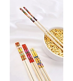 5 Çift Desenli Yıkanabilir Noodle Çubuğu , Kore Çin Bambu Chopsticks Yemek Çubuğu | Desenli Bambu