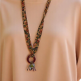 Yeşil Çiçek Desenli Sümer Kolye