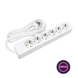 Altılı Topraklı Grup Priz  Kablolu - 2 Metre
