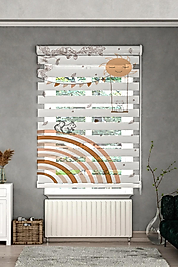 Minibabyrooms  Tavşan ve Salıncakta Kedi Desenli Zebra Perde