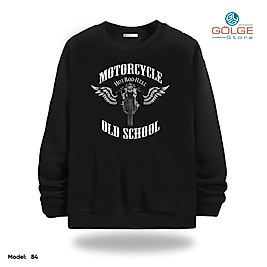 Motorcu Model Bisiklet Yaka Erkek kadın Slimfit Sweatshirt