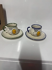 2li Mavi Ve Yeşil Karım Da Karım Kocam Da Kocam Fincan Takımı