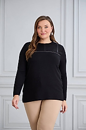 siyah sim detaylı bluz