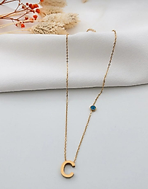 Jade'm Gold Çelik C Harfli Kolye