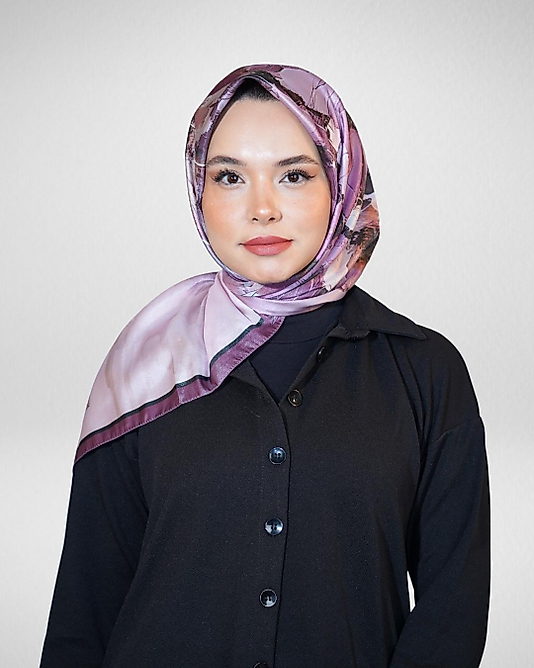 Dijital Kristal Eşarp Pastel Yaprak Desenli