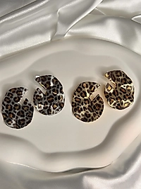 Leopard Savage Swirl Model Çelik Küpe