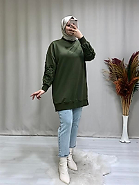 Kadın kol detaylı tesettür sweat
