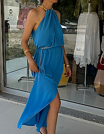 Gold yaka detaylı Elbise