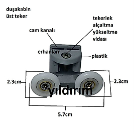 DUŞAKABİN TEKERLEĞİ ÜST TEKER ÇİFTLİ PLASTİK 1.K