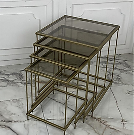 İnta Zigon Sehpa -Eskitme Gold