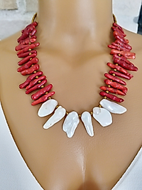 AMORF MERCAN VE AMORF İNCİ KOLYE