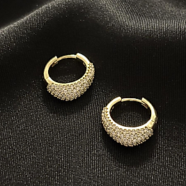 14k Xuping Taşlı Gold Çelik Küpe