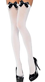 Siyah Fiyonklu Beyaz Jartiyer Çorabı TM1197