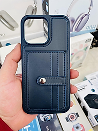 İPhone 15 Pro Max Kartlıklı Standlı Telefon Kılıfı Lacivert