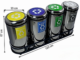 180 LT DÖNER KAPAKLI GERİ DÖNÜŞÜM SETİ PASLANMAZ DÖRTLÜ  ( KDV DAHİL )