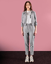 LADY GINA COMPANY BELİ VE KOLLARI LASTİKLİ ÖNÜ ÇITÇITLI CEKET PANTOLON TAKIM