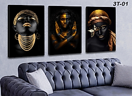 MERCAN MOBİLYA  VE AKSESUAR , 40*60 3 LU ALTIN KONBİN KANVAS TABLO