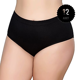 Gümüş 3041 Kadın Yüksek Bel Ribana Bato Külot Siyah 12 li Paket