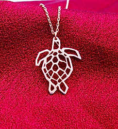 14K Altın Kaplama / Gümüş Geometrik Kaplumbağa Kolye