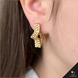 Yıldız Model Gold Altın Kaplama Çelik Küpe