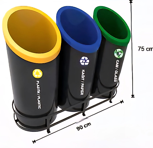 ÜÇLÜ GERİ DÖNÜŞÜM ÇÖP KOVASI BOYALI ( KDV DAHİL )
