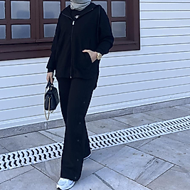 Çıtçıt detaylı eşofman takım (siyah)