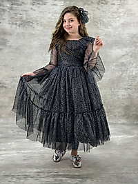 Pırıl Model Simli Elbise -SİYAH
