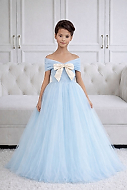 Kız Çocuk Fiyonk Detaylı Tasarım Elbise