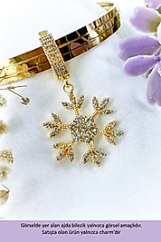 Kar Tanesi Model Zirkon Taşlı Vip Seri Altın Kaplama Charm