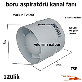 BORU ASPİRATÖR KANAL FANI 120 LÜK HAVALANDIRMA 17V SESSİZ PİMAŞ