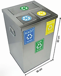 79 LT GERİ DÖNÜŞÜM SETİ PASLANMAZ 3 BÖLMELİ ( KDV DAHİL )