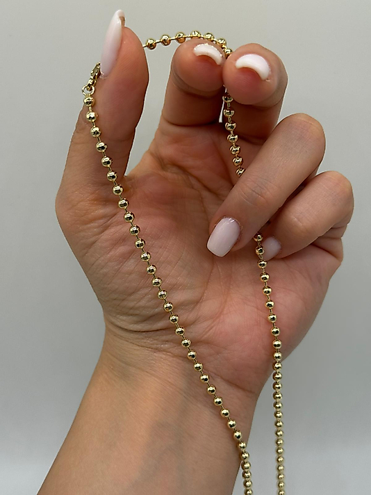 Xuping VIP Çelik Boncuk Zincir Kolye – 14K Altın Renk