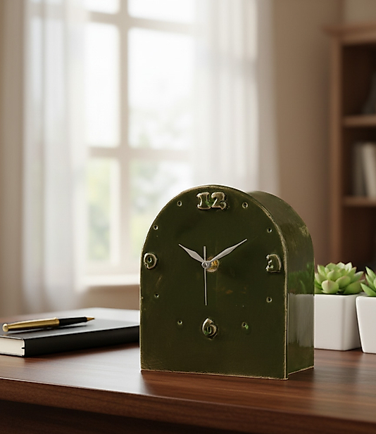 Yeşil Renkli Oval Masa Saati MS043
